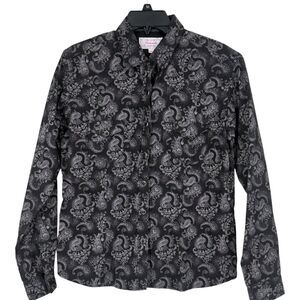 Panhandle Slim Women’s Western Snap Shirt Black Gray Paisley Print Long Sleeve M